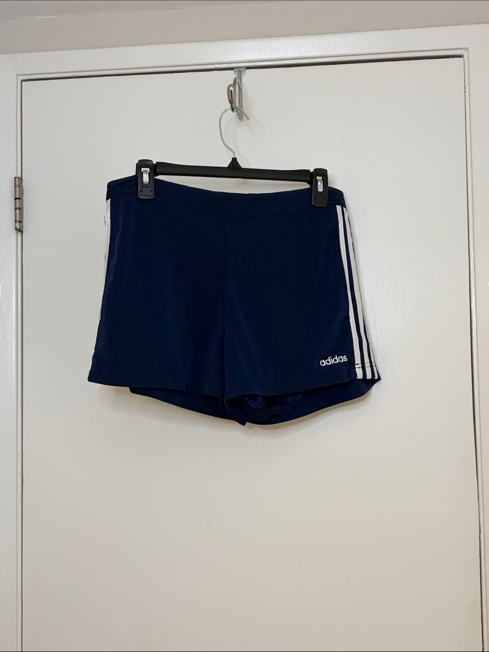 adidas Navy Blue Athletic Shorts with White Stripes
